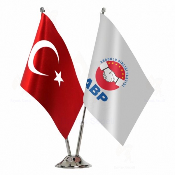 Anadolu Birlii Partisi 2 Li Masa Bayraklar