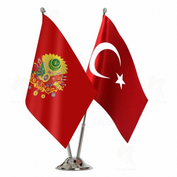 Osmanl Armas Krmz 2 Li Masa Bayraklar zellii