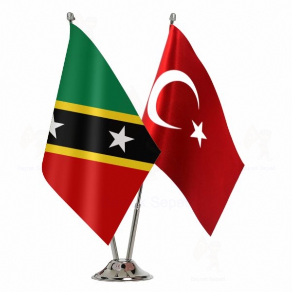 Saint Kitts ve Nevis 2 Li Masa Bayraklar