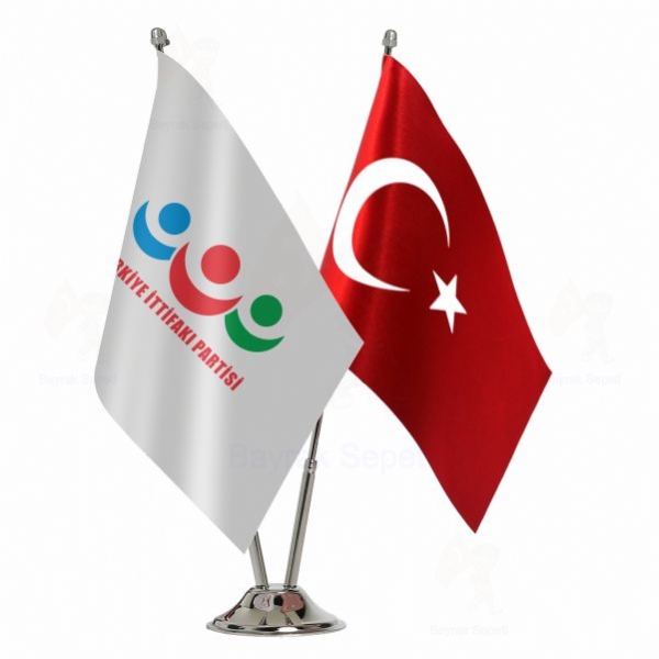 Trkiye ttifak Partisi 2 Li Masa Bayraklar