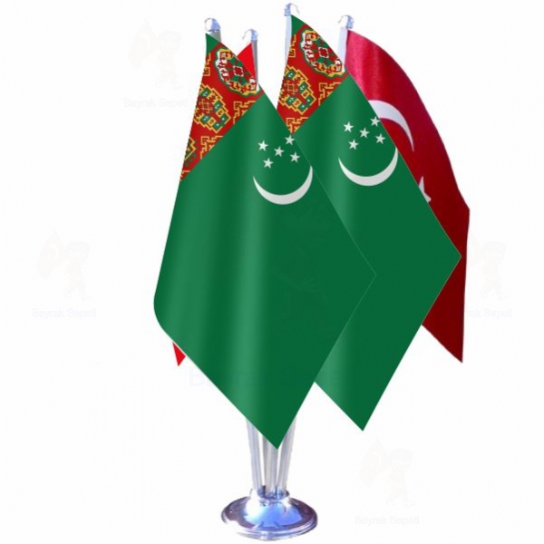 Trkmenistan 4 L Masa Bayraklar