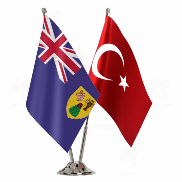 Turks ve Caicos Adalar 2 Li Masa Bayraklar