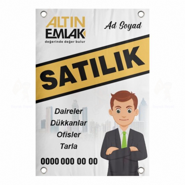 80x120 Vinil Branda Satlk Altn Emlak Afii Sat Yerleri retimi