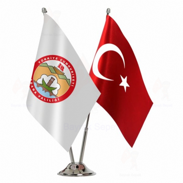 Adana Valilii 2 Li Masa Bayraklar