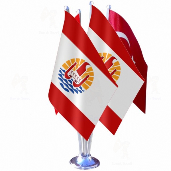 Fransız Polinezyası 4 Lü Masa Bayrakları