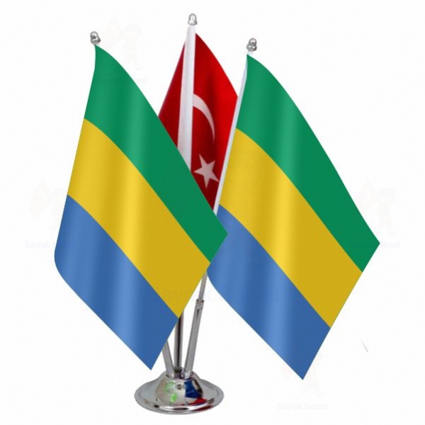 Gabon 3 Lü Masa Bayrakları