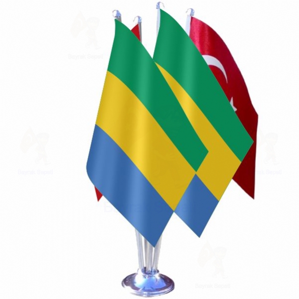 Gabon 4 Lü Masa Bayrakları