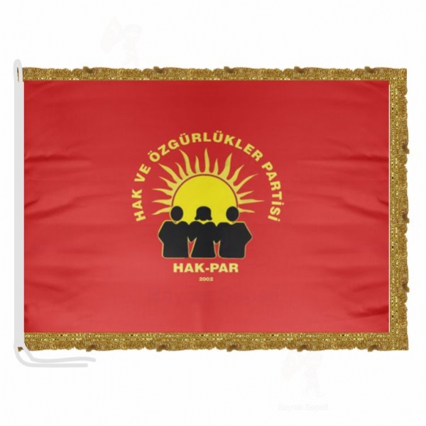 Hak ve Özgürlükler Partisi Kırmızı Saten Kumaş Makam Bayrağı