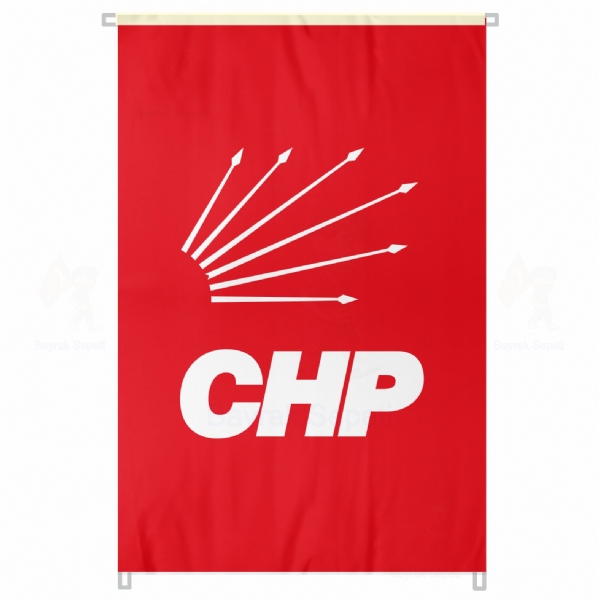 Kırmızı Cumhuriyet Halk Partisi Bina Cephesi Bayrakları