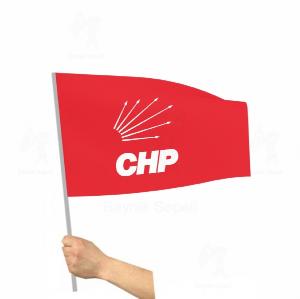 Kırmızı Cumhuriyet Halk Partisi Sopalı Bayraklar