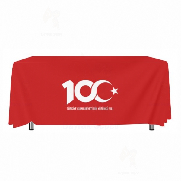 Kırmızı Türkiye Cumhuryetinin 100.Yılı Baskılı Masa Örtüsü
