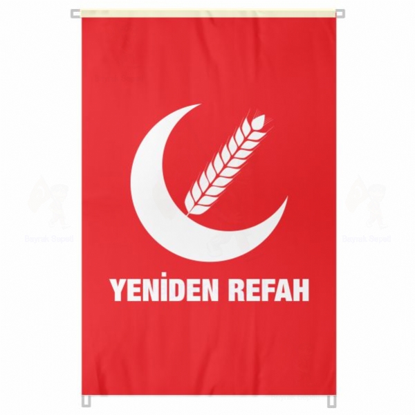 Kırmızı Yeniden Refah Partisi Bina Cephesi Bayrakları