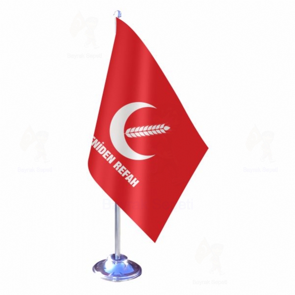 Kırmızı Yeniden Refah Partisi Tekli Masa Bayrakları