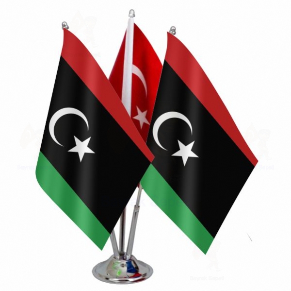 Libya 3 Lü Masa Bayrakları