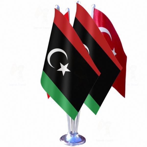 Libya 4 Lü Masa Bayrakları