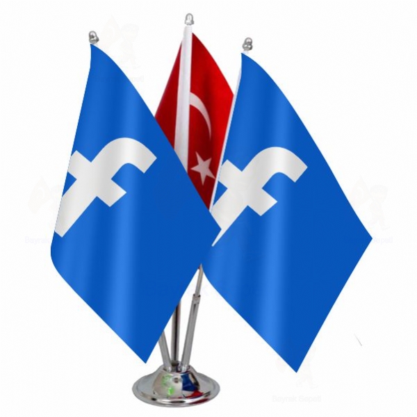 Mavi Facebook 3 Lü Masa Bayrakları
