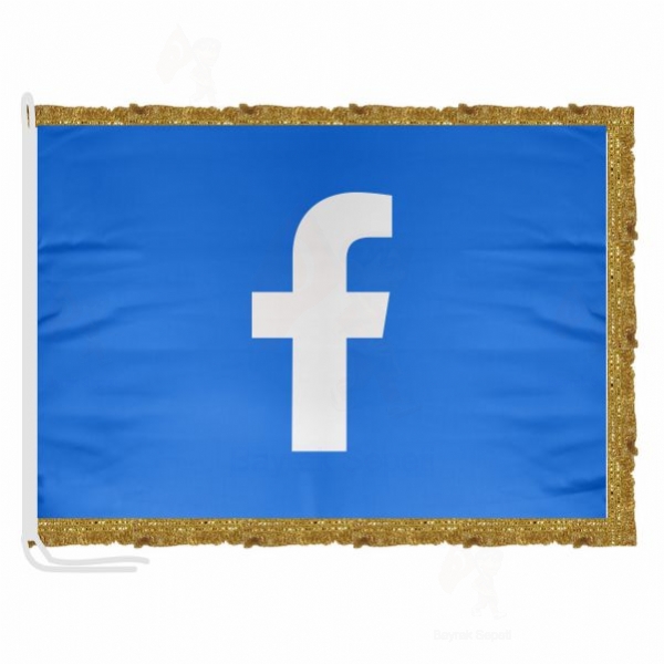 Mavi Facebook Saten Kumaş Makam Bayrağı