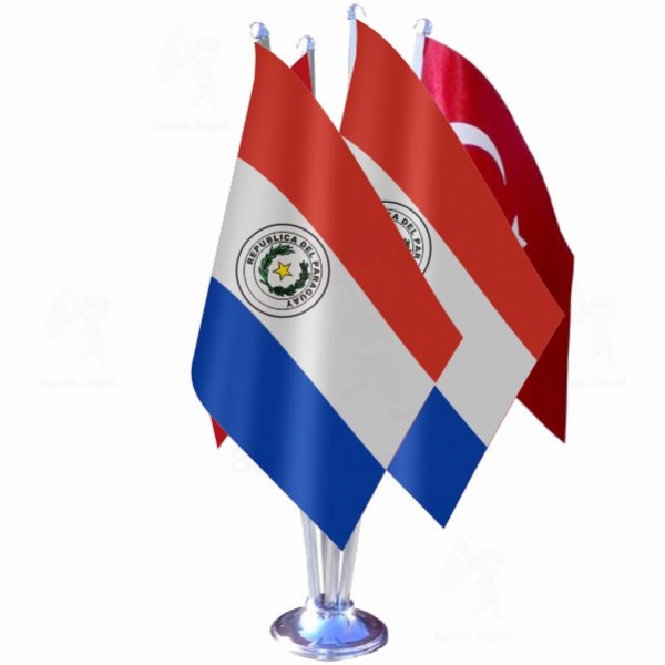 Paraguay 4 Lü Masa Bayrakları