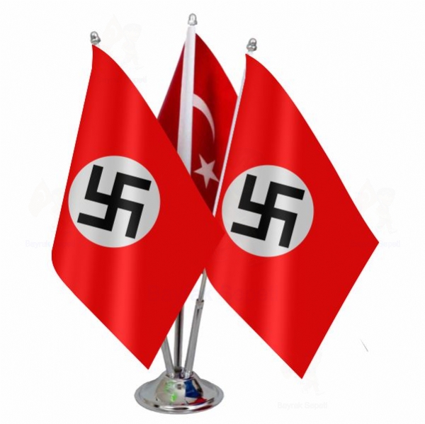 Reich Nazi Almanyası 3 Lü Masa Bayrakları