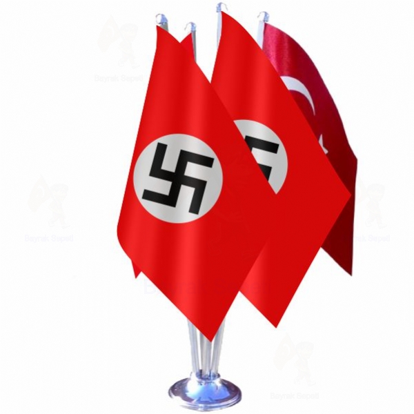 Reich Nazi Almanyası 4 Lü Masa Bayrakları