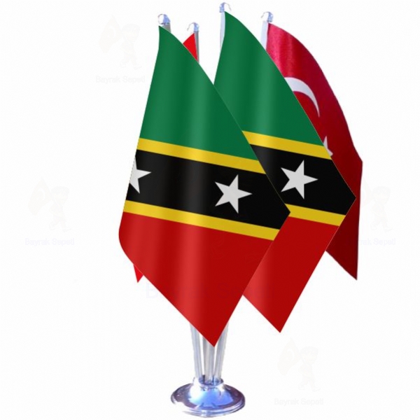 Saint Kitts ve Nevis 4 L Masa Bayraklar Ebat