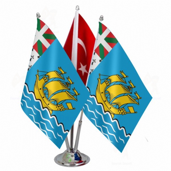 Saint Pierre ve Miquelon 3 Lü Masa Bayrakları