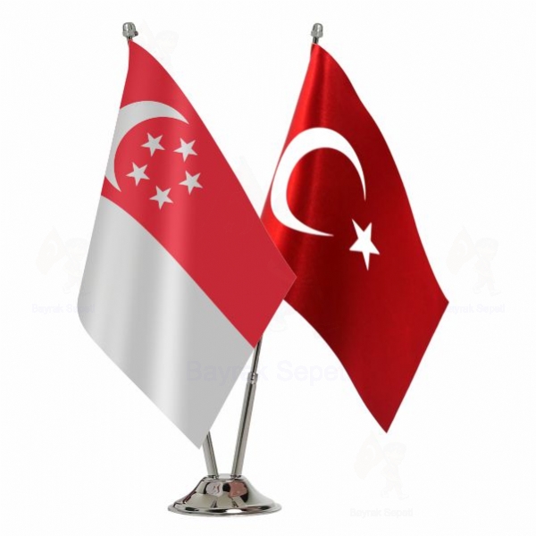 Singapur 2 Li Masa Bayraklar