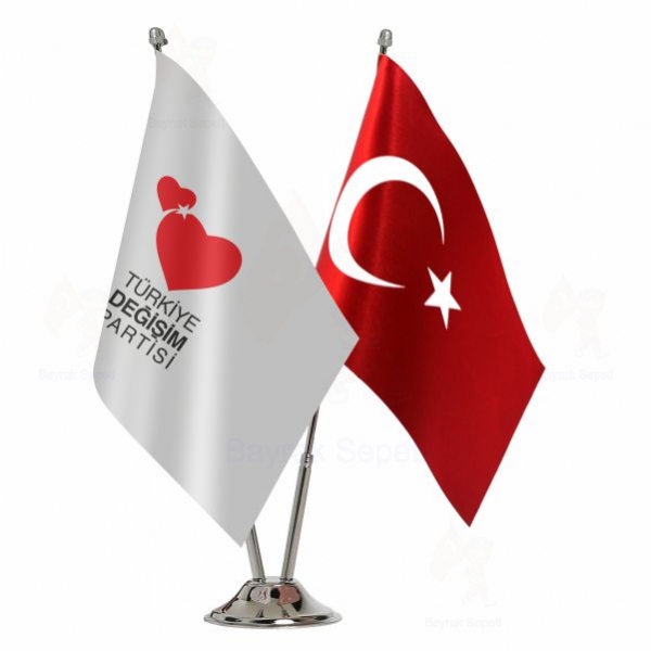 Trkiye Deiim Partisi 2 Li Masa Bayraklar