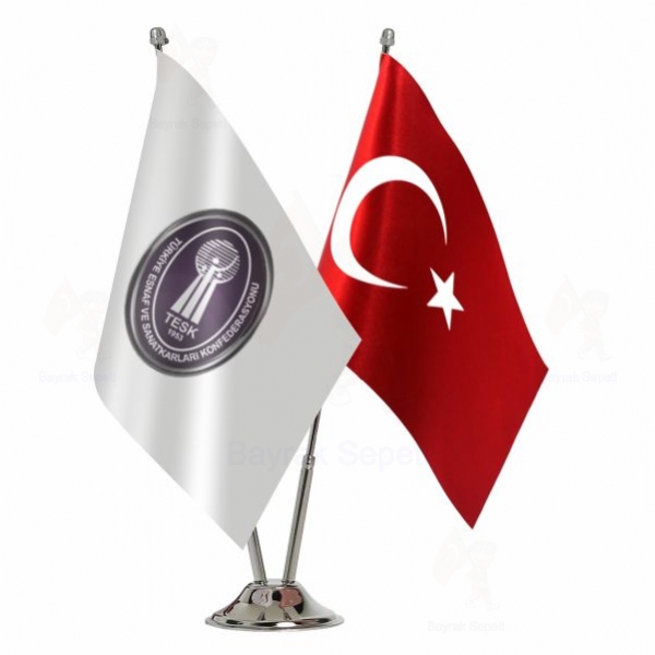Türkiye Esnaf ve Sanatkarları Konfederasyonu 2 Li Masa Bayrakları
