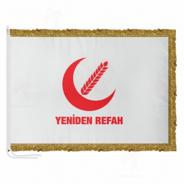 Yeniden Refah Partisi Saten Kumaş Makam Bayrağı
