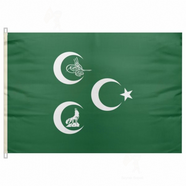 Yeşil Üç Hilal Osmanlı Tuğra Bayrağı