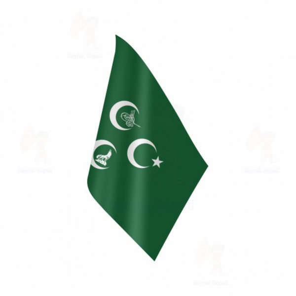 Yeşil Üç Hilal Osmanlı Tuğra Masa Bayrakları