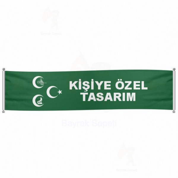 Yeşil Üç Hilal Osmanlı Tuğra Pankartlar ve Afişler