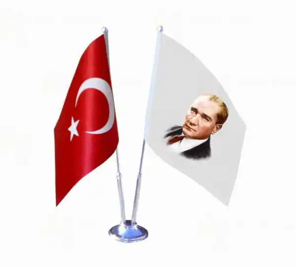 İkili Masa Takımı Atatürk Posteri ve Türk Bayrağı