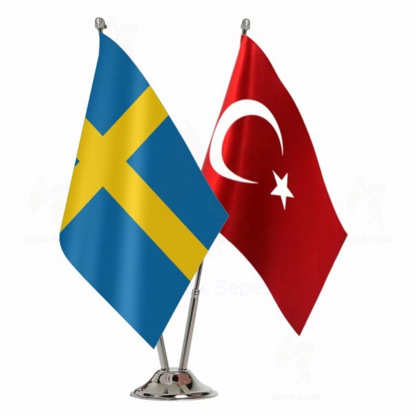 İsveç 2 Li Masa Bayrakları
