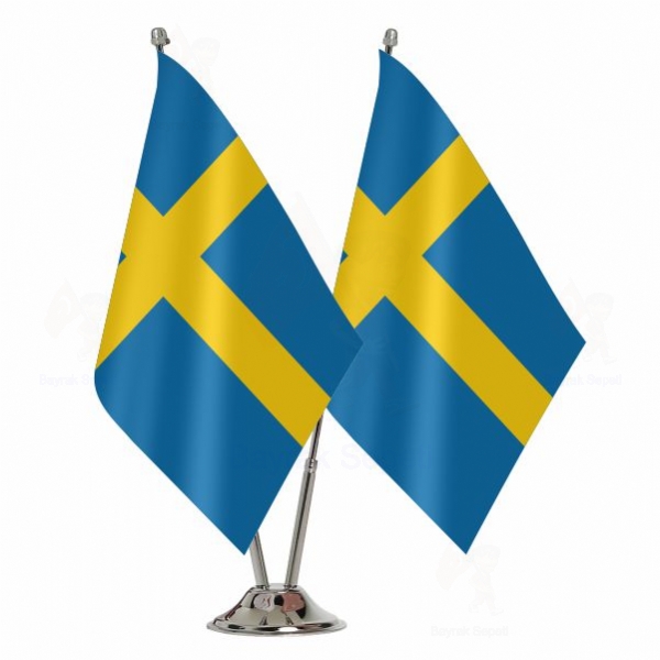 İsveç 2 li Masa Bayrağı
