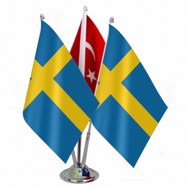 İsveç 3 Lü Masa Bayrakları