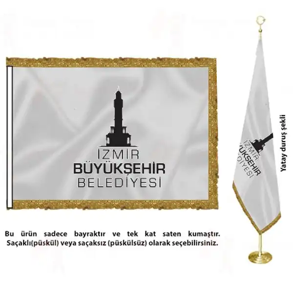 İzmir Büyükşehir Belediyesi Saten Kumaş Makam Bayrağı